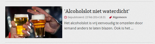 Niet waterdicht alcoholslot