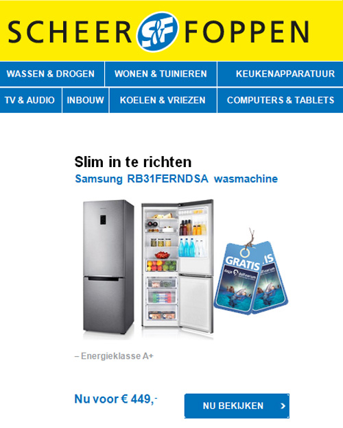 Wasmachine met vriesvak