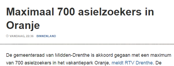 700 asielzoekers in Oranje