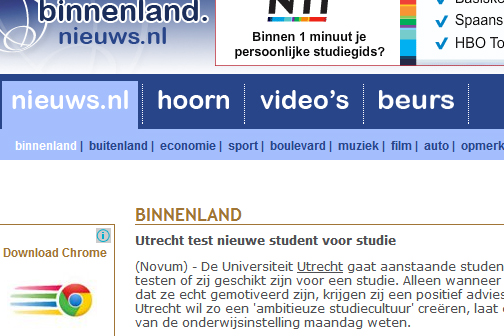 nieuwe student getest