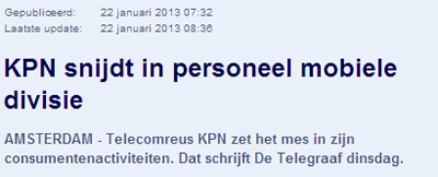 KPN snijdt in personeel