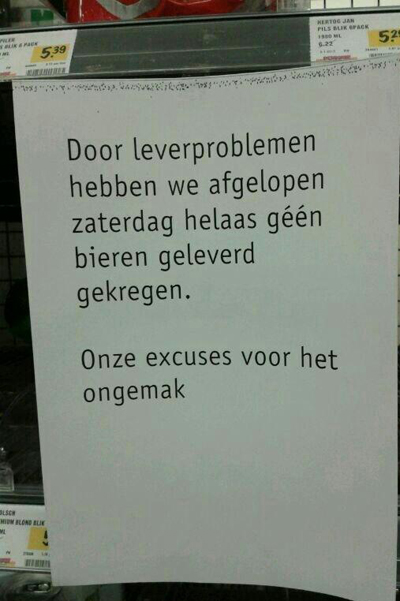 Geen bier door leverproblemen.